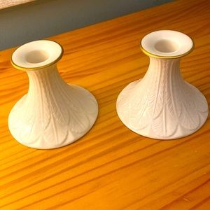Pair of Lenox Greenfield Candlesticks.